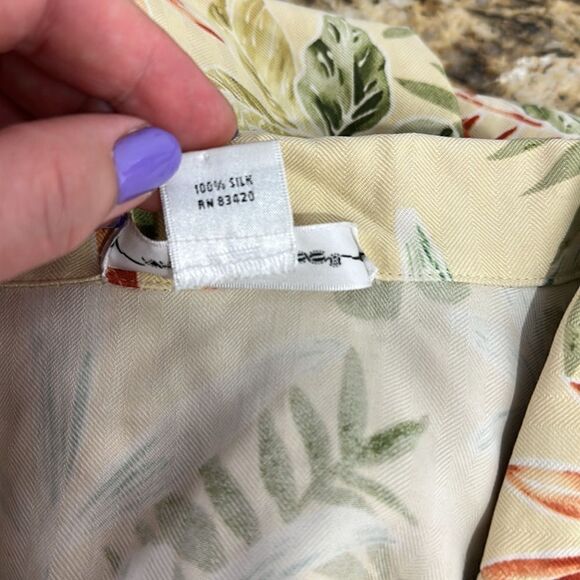 Kriss Kross Silk Tropical Hawaiian Short Sleeve Button Down Shirt Size 10 - Picture 6 of 9